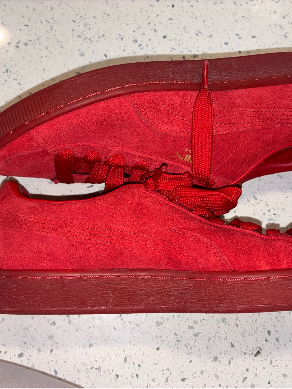 PUMA Suede Heart Satin Urban Red Ribbon Sneakers Women’s Size 7